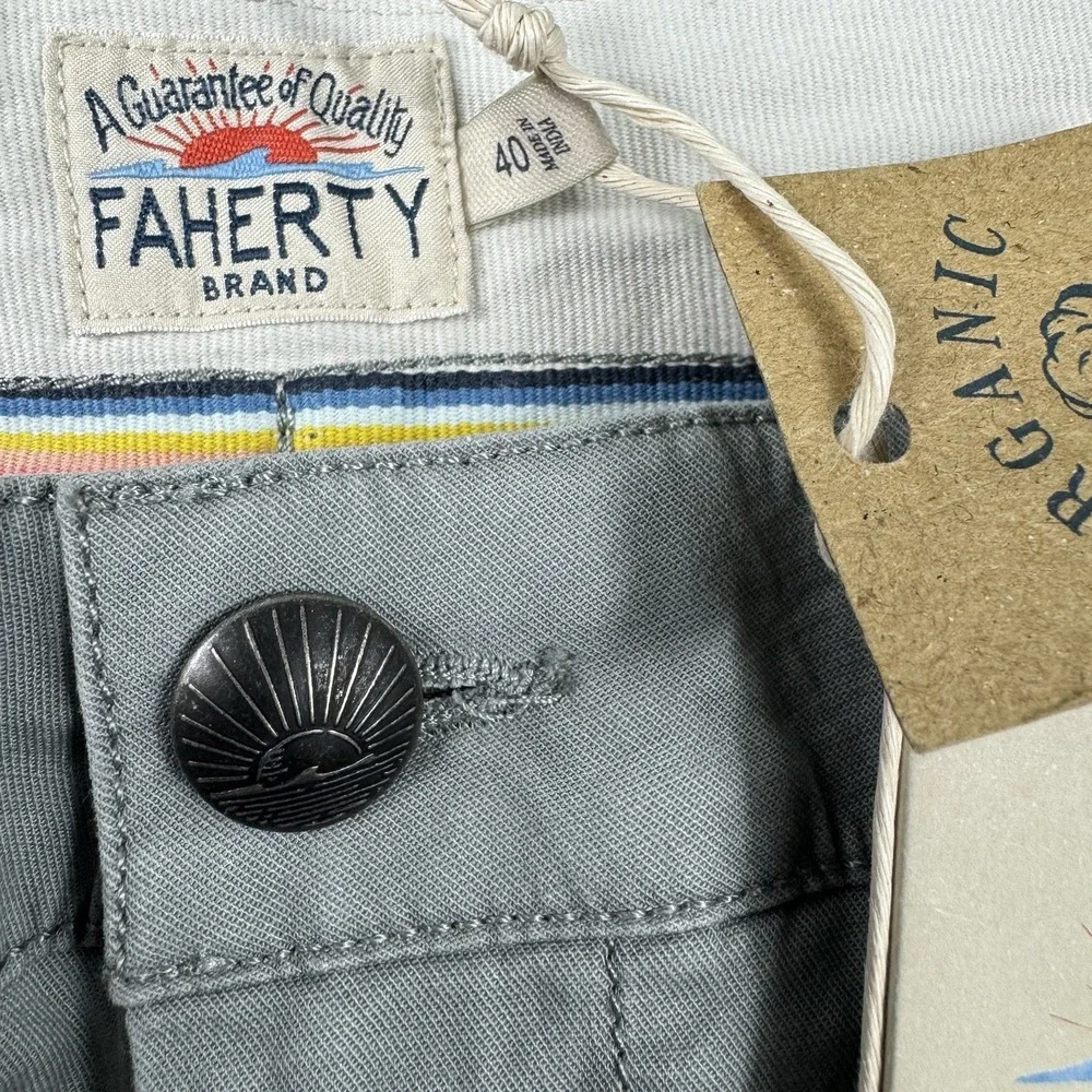 Faherty Island Life Short Fog Grey Organic Cotton Chino MBS2106 Mens 40 NWT
